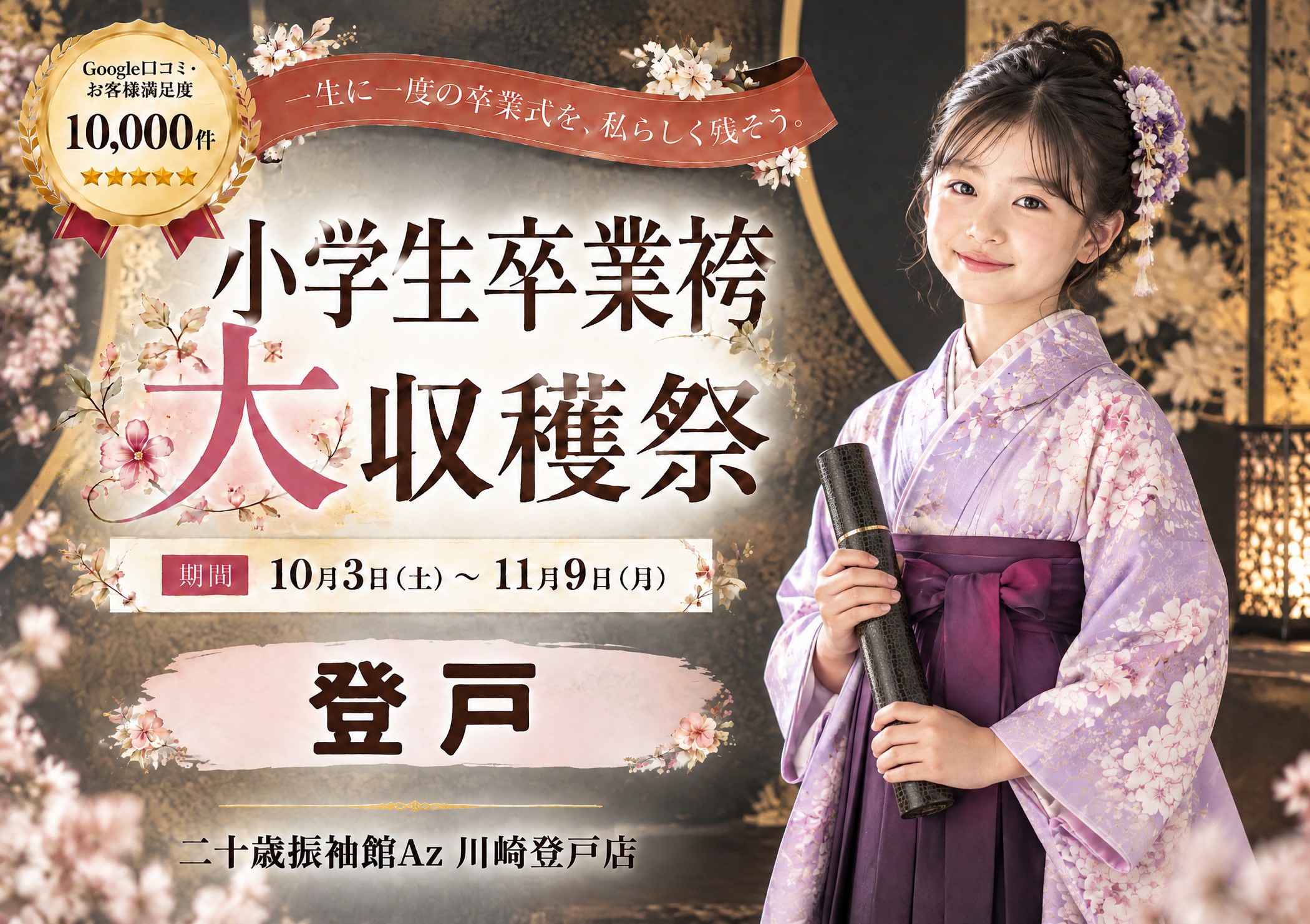 小学生卒業袴 大収穫祭 二十歳振袖館Az 川崎登戸店