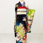 【振袖】黒・牡丹・笹