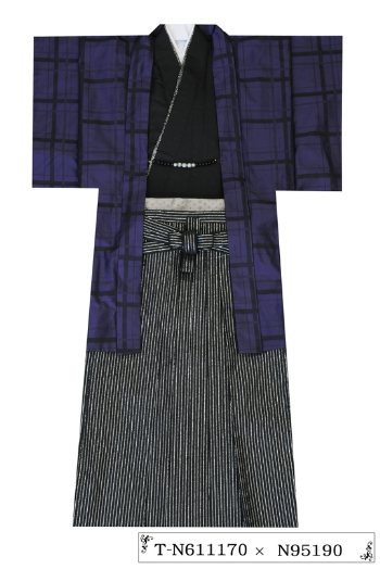 【男性袴】紫/黒・大格子