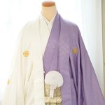 【男性袴】白/紫・格子