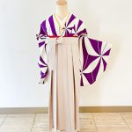 【卒業袴】白/紫・麻の葉