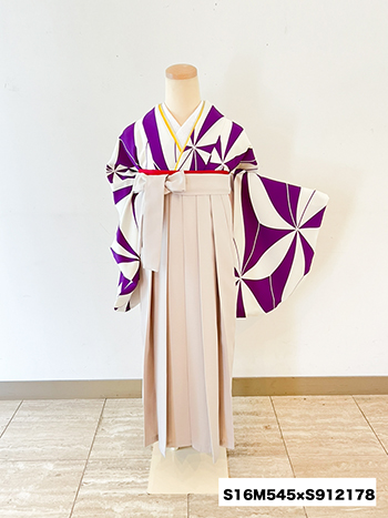 【卒業袴】白/紫・麻の葉