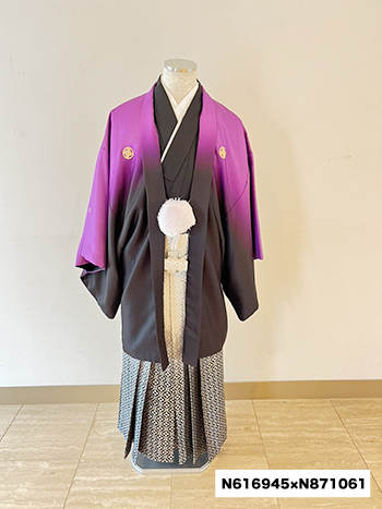 【男性袴】黒/紫・矢