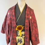 【男性袴】赤・金刺繍紋