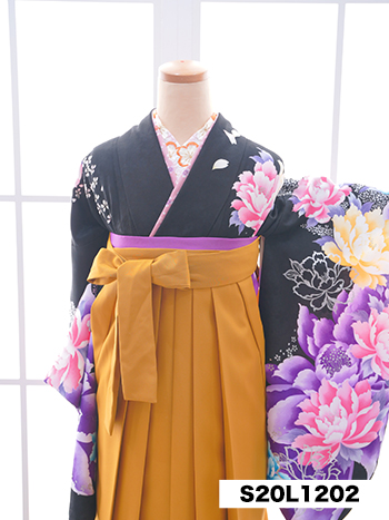 【卒業袴】黒/紫・牡丹