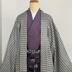 【男性袴】ｸﾞﾚｰ/紫・波