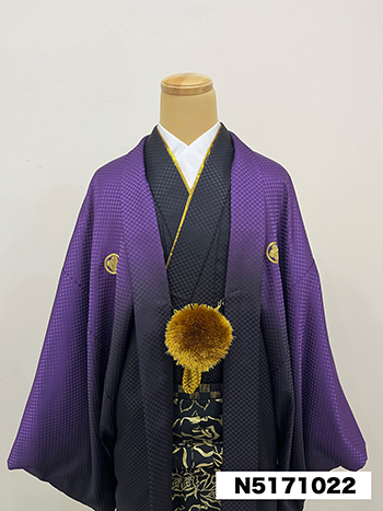 【男性袴】紫/黒・格子