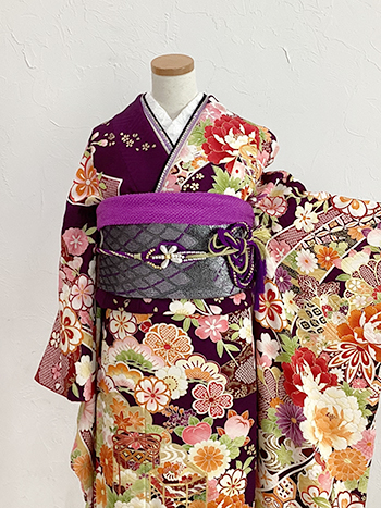 【振袖】紫・菊/牡丹