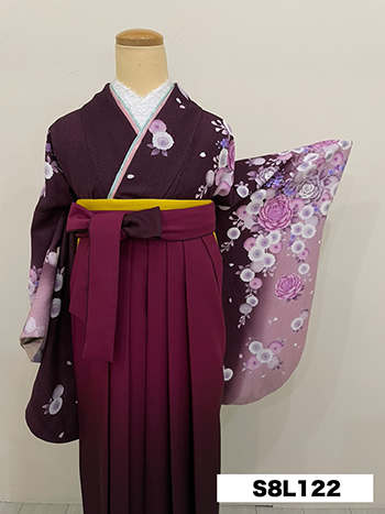 【卒業袴】紫・牡丹
