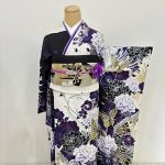 【振袖】黒/白・蝶/薔薇