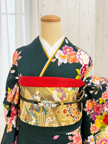 【振袖】緑・桜
