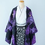 【男性袴】黒/紫・ 薔薇