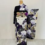 【振袖】黒/白・蝶/薔薇