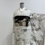 【振袖】ｸﾞﾚｰ・牡丹