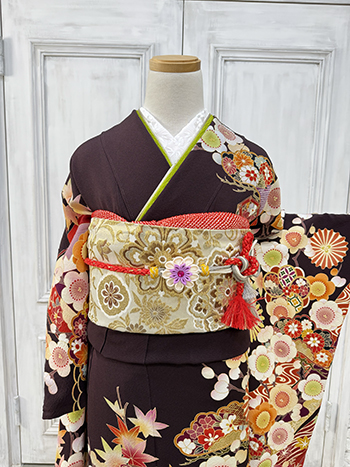 【振袖】茶・梅/紅葉