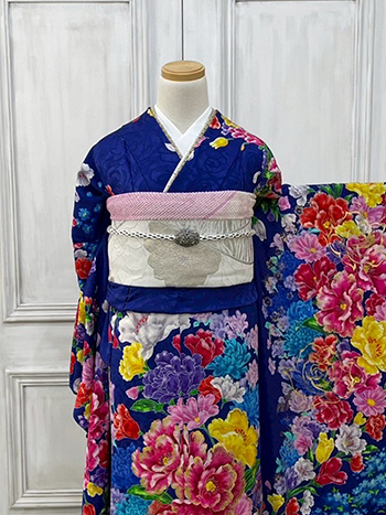 【振袖】青・牡丹