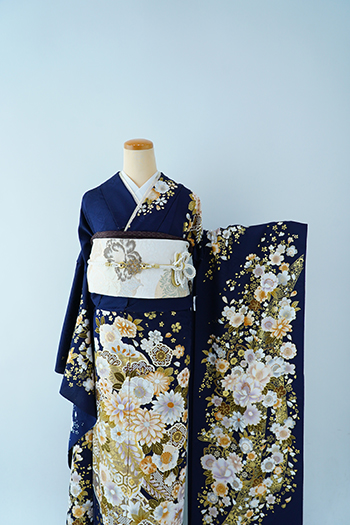【振袖】紺/白・桜