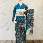 【振袖】緑/黒・ﾊﾞﾗ