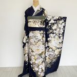 【振袖】紺/白・牡丹