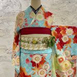 【振袖】水色・桜