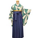 【卒業袴】緑/白・麻の葉