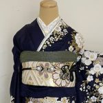 【振袖】紺/白・牡丹