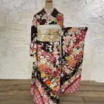 【振袖】茶/赤・しぼり