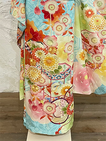 【振袖】水色・桜