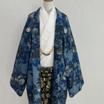 【男性袴】青・花柄