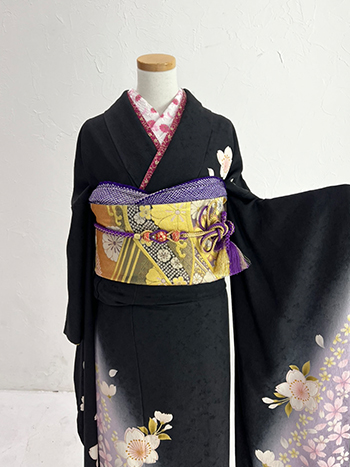 【振袖】黒・桜