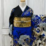 【振袖】青・薔薇