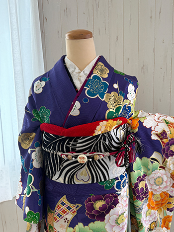 【振袖】青・牡丹