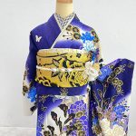 【振袖】白/青・薔薇
