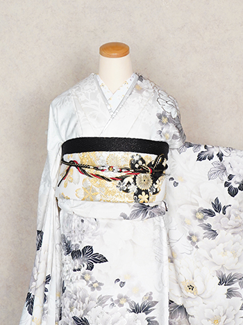 【振袖】白・牡丹