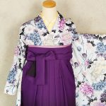 【卒業袴】白/紫・牡丹