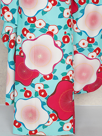 【振袖】水色・梅