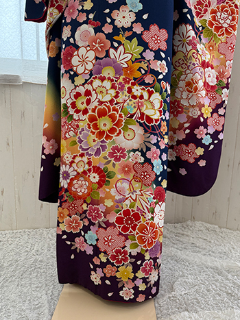 【振袖】紺・桜