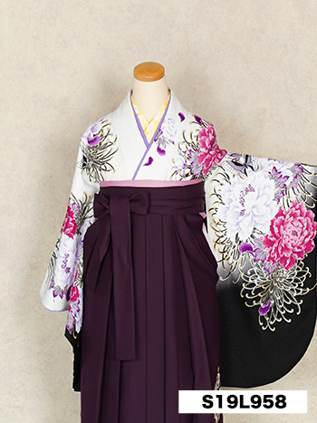 【卒業袴】白/黒・蝶