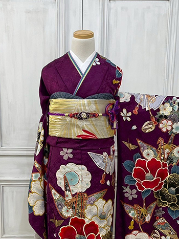 【振袖】紫・椿