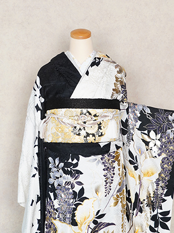 【振袖】白/黒・藤