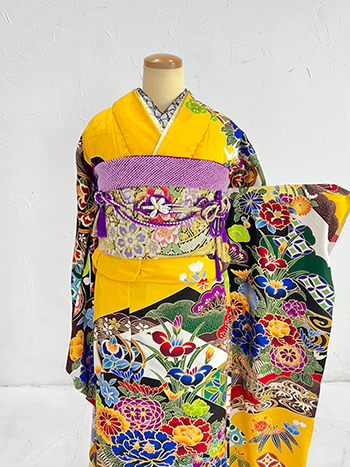 【振袖】黄色・牡丹