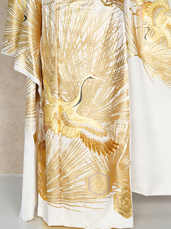 【振袖】白/金・鶴