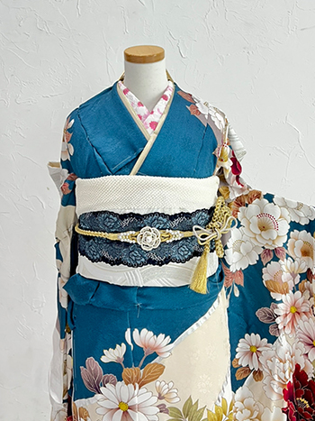 【振袖】青・牡丹