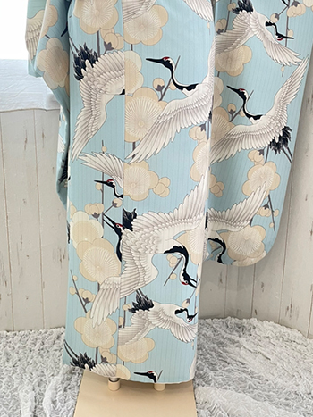 【振袖】水色・鶴