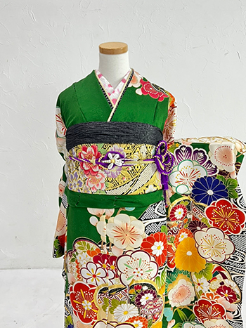 【振袖】緑・梅/菊