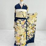 【振袖】紺/黄・牡丹