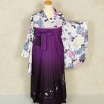 【卒業袴】白/紫・牡丹