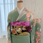 【振袖】緑・桜