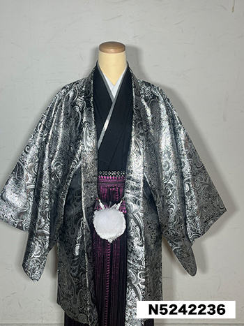 【男性袴】シルバー・ペイズリー