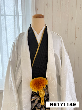 【男性袴】白・バラ